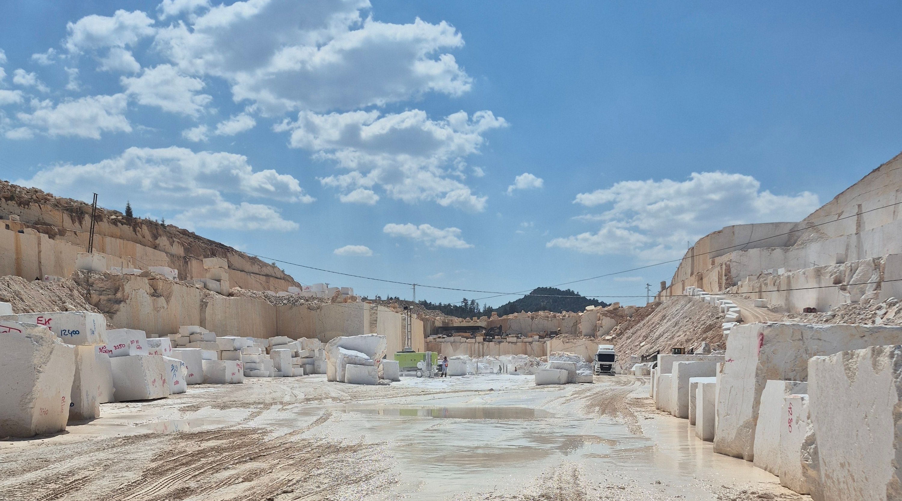 Life's Tile & Stone quarry in Turkey, marble blocks freshly cut from the rock