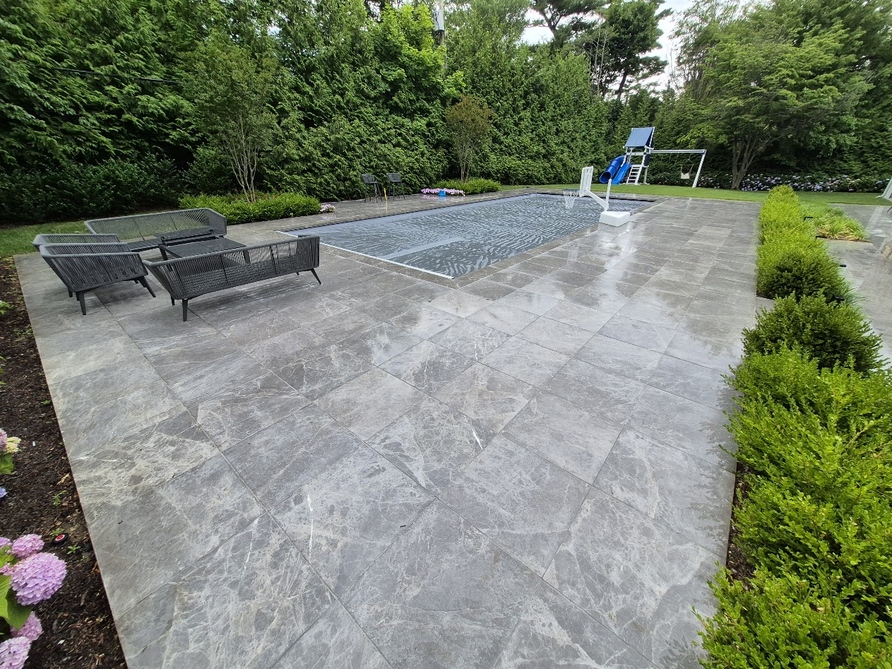 A marble patio photo of the kind the AI Visualizer works from